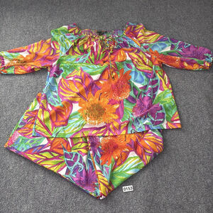 Lauren Ralph Lauren Top Pants Set Womens 1X Tropical Floral Resort Artsy